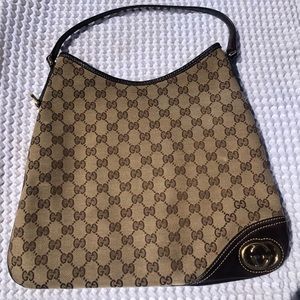 Gucci New Britt Canvas Hobo Bag GG Monogram